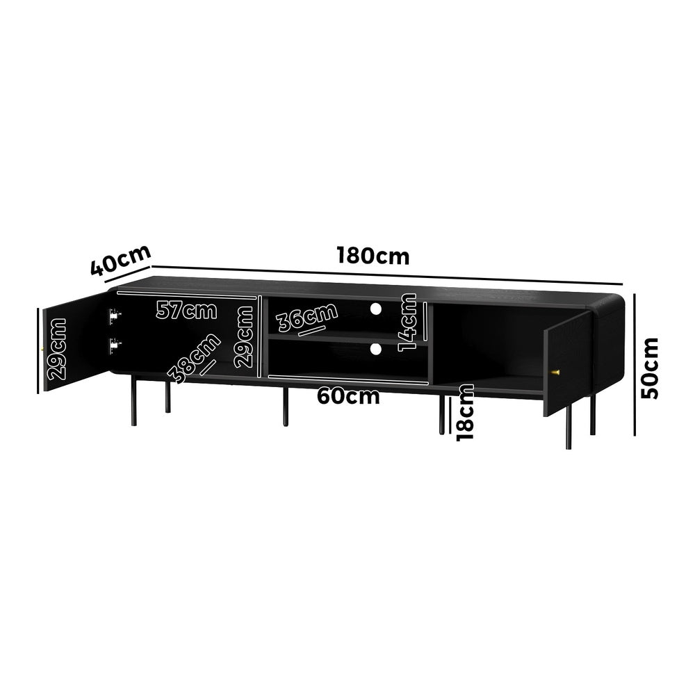 180cm Black Wooden TV Cabinet Entertainment Unit Stand - Buy Online at Bargain Bay Australia