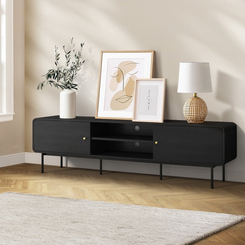 180cm Black Wooden TV Cabinet Entertainment Unit Stand - Buy Online at Bargain Bay Australia