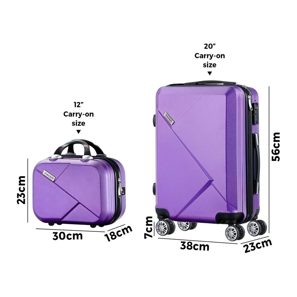 2 Piece Luggage Set TSA Lock Hard Case Purple - Buy Online at Bargain Bay Australia