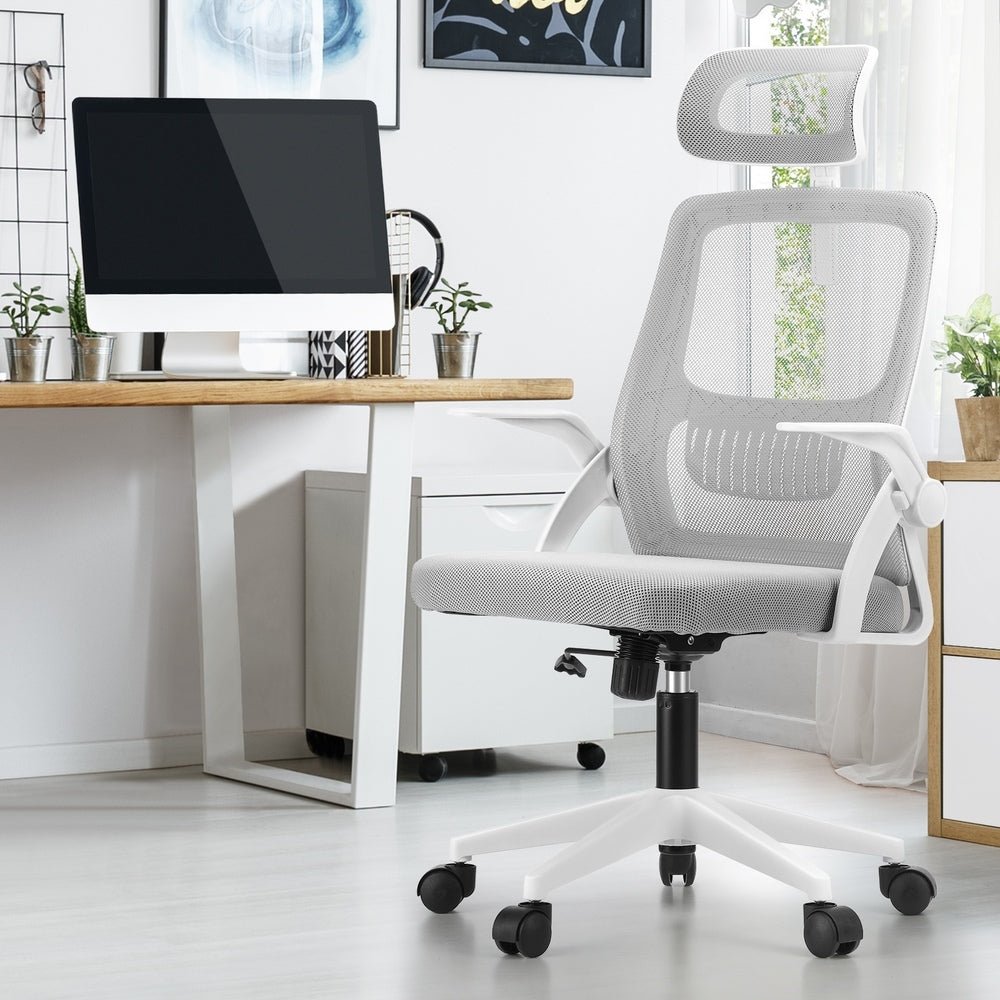 White Mesh Office Chair with Fabric Seat - Buy Online at Bargain Bay Australia