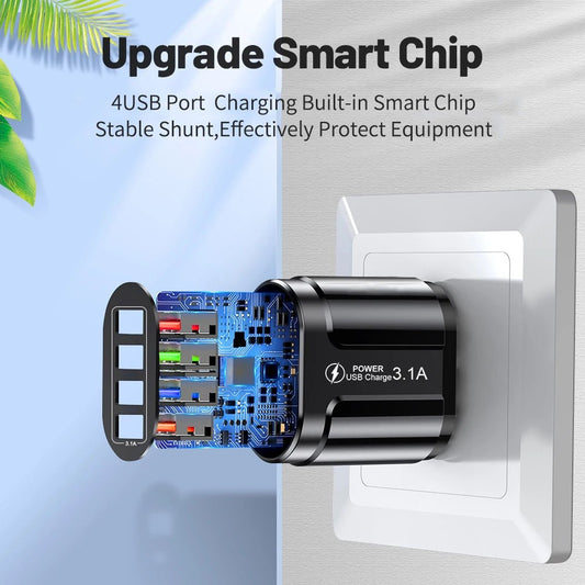 4 - Port USB Wall Charger AU Plug – 3.1A Fast Charging - Buy Online at Bargain Bay Australia