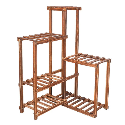 6 Tier Corner Plant Display Stand Wood Flower Pots Shelf Rack - Buy Online at Bargain Bay Australia