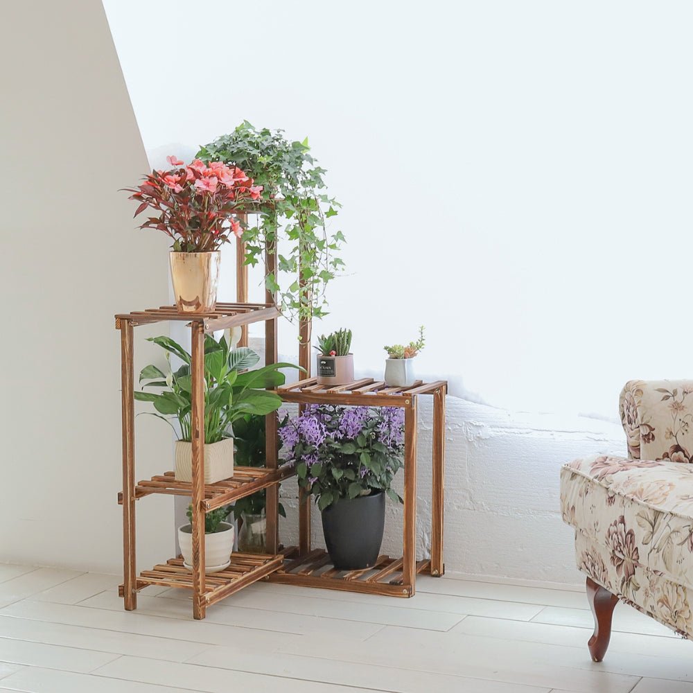 6 Tier Corner Plant Display Stand Wood Flower Pots Shelf Rack - Buy Online at Bargain Bay Australia