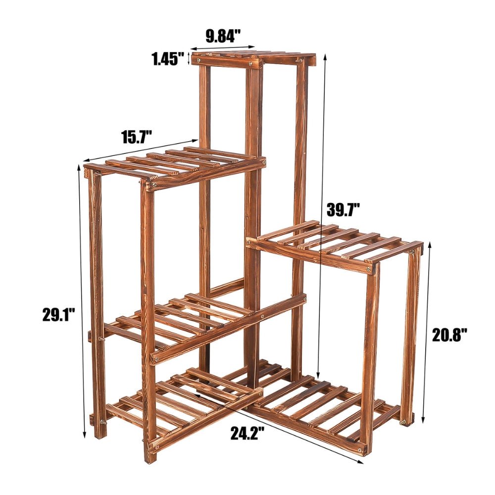 6 Tier Corner Plant Display Stand Wood Flower Pots Shelf Rack - Buy Online at Bargain Bay Australia