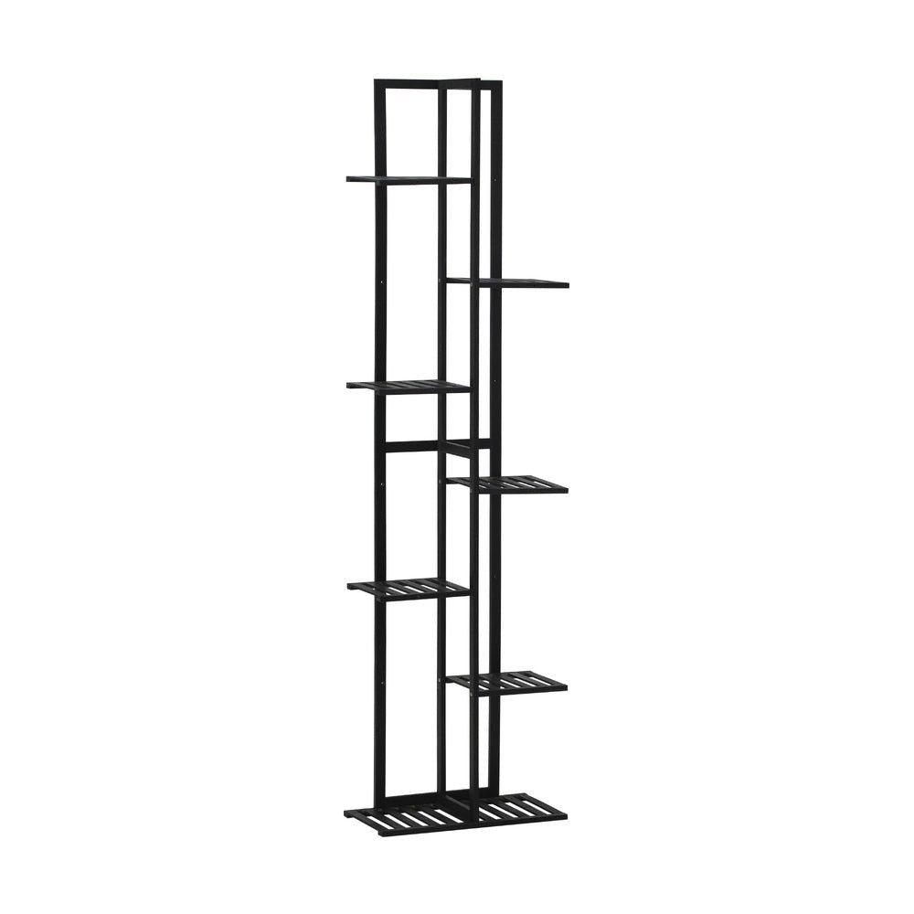 7 - Tier Bamboo Plant Stand Staggered Shelves Black - Buy Online at Bargain Bay Australia