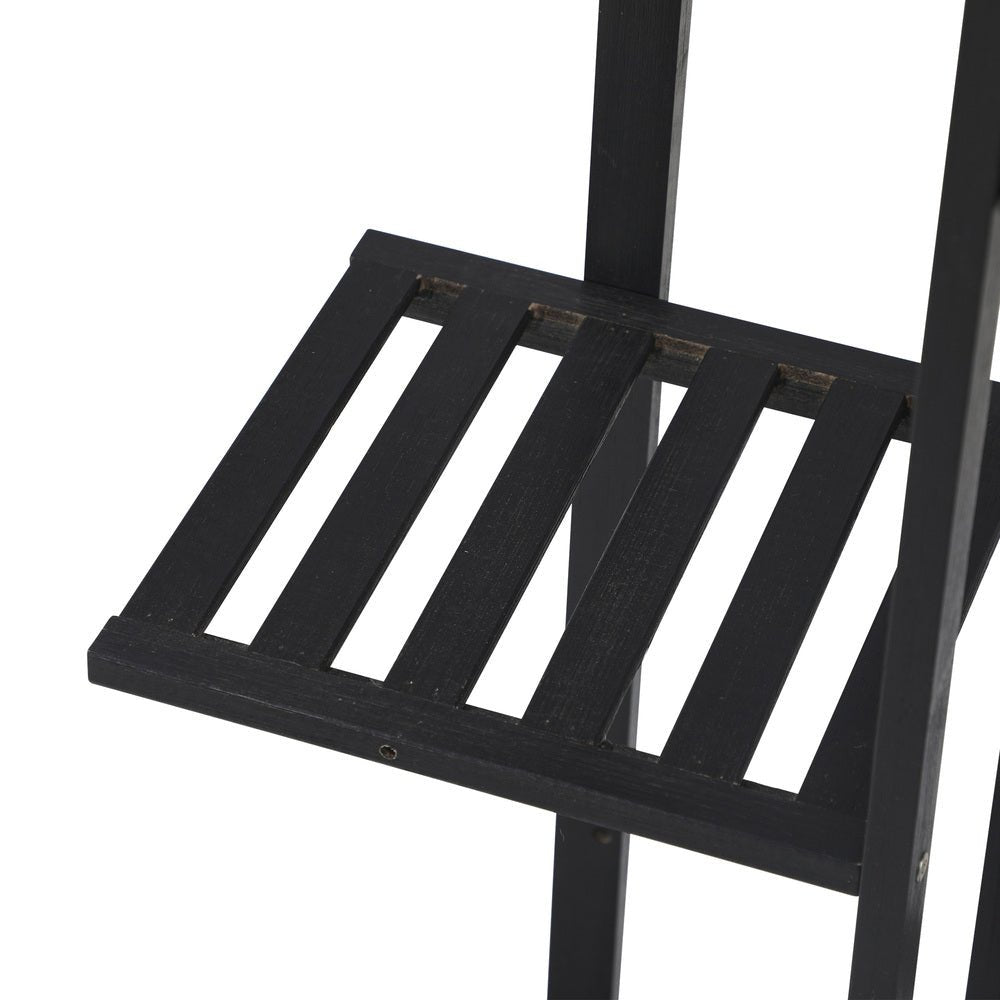 7 - Tier Bamboo Plant Stand Staggered Shelves Black - Buy Online at Bargain Bay Australia