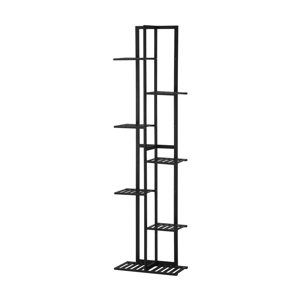 7 - Tier Bamboo Plant Stand Staggered Shelves Black - Buy Online at Bargain Bay Australia