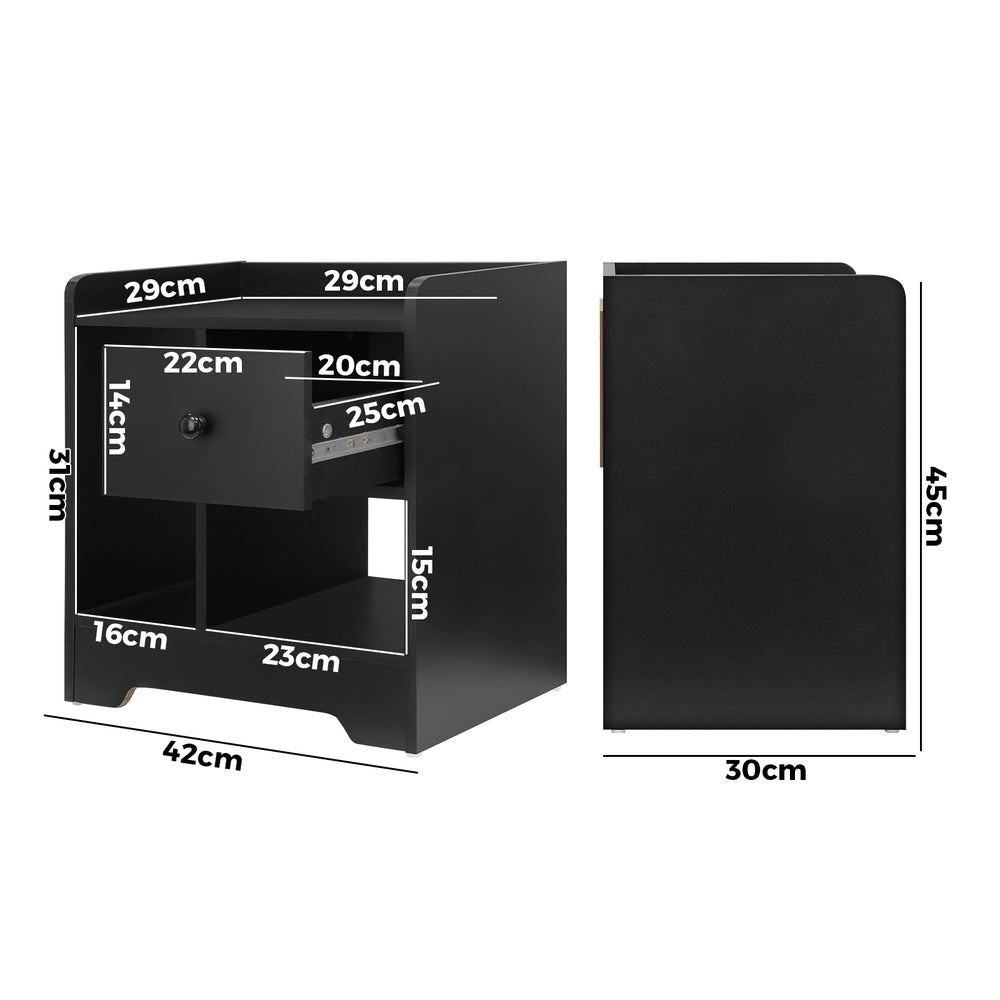 Bedside Table with Drawer and Storage Space Black - Buy Online at Bargain Bay Australia