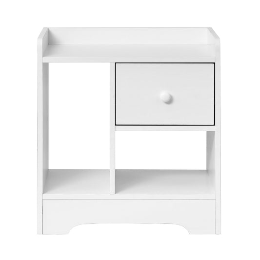 Bedside Table with Drawer and Storage Space White - Buy Online at Bargain Bay Australia