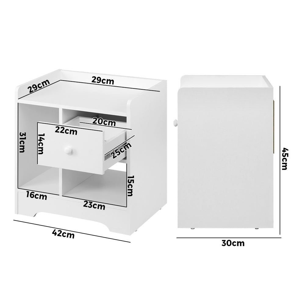 Bedside Table with Drawer and Storage Space White - Buy Online at Bargain Bay Australia