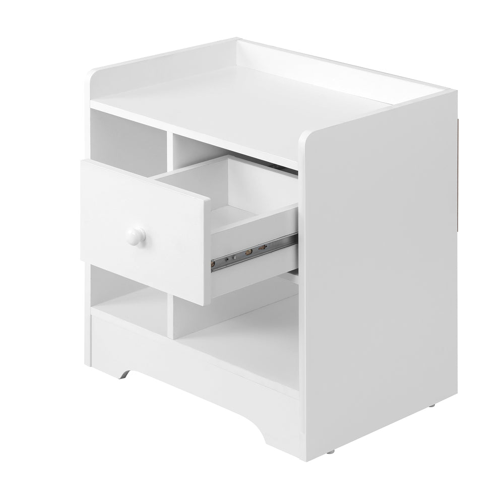 Bedside Table with Drawer and Storage Space White - Buy Online at Bargain Bay Australia
