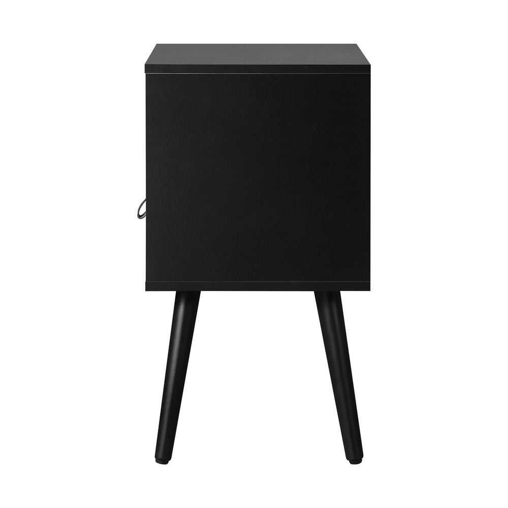 Bedside Table with Leather Handle Black - Buy Online at Bargain Bay Australia