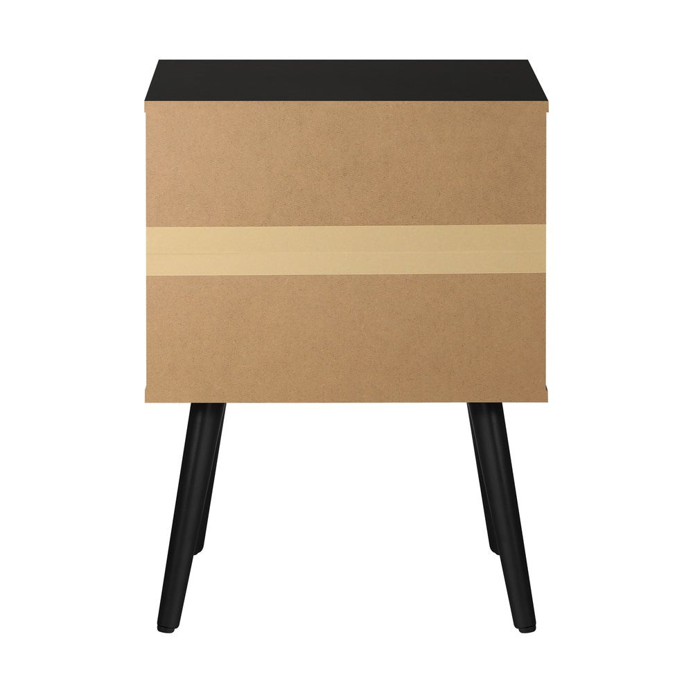 Bedside Table with Leather Handle Black - Buy Online at Bargain Bay Australia