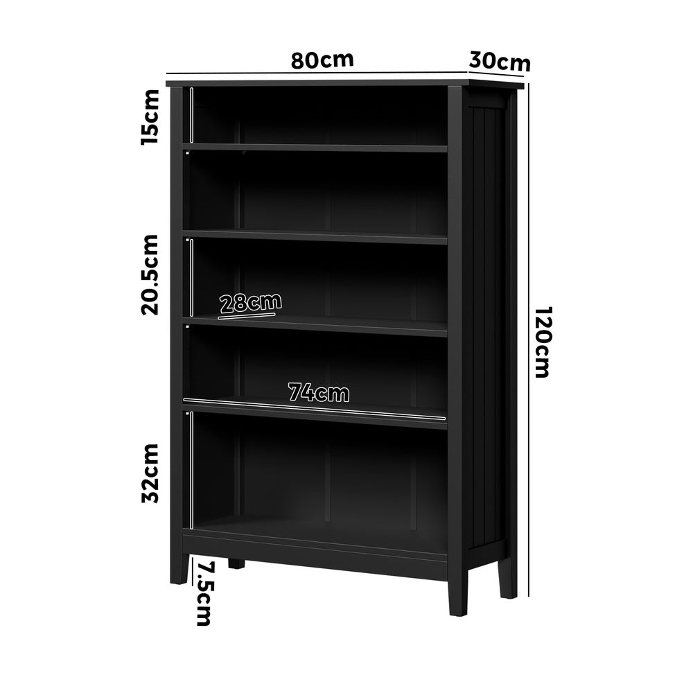 Black 5 Tier Bookshelf Bookcase Display Storage Cabinet - Buy Online at Bargain Bay Australia