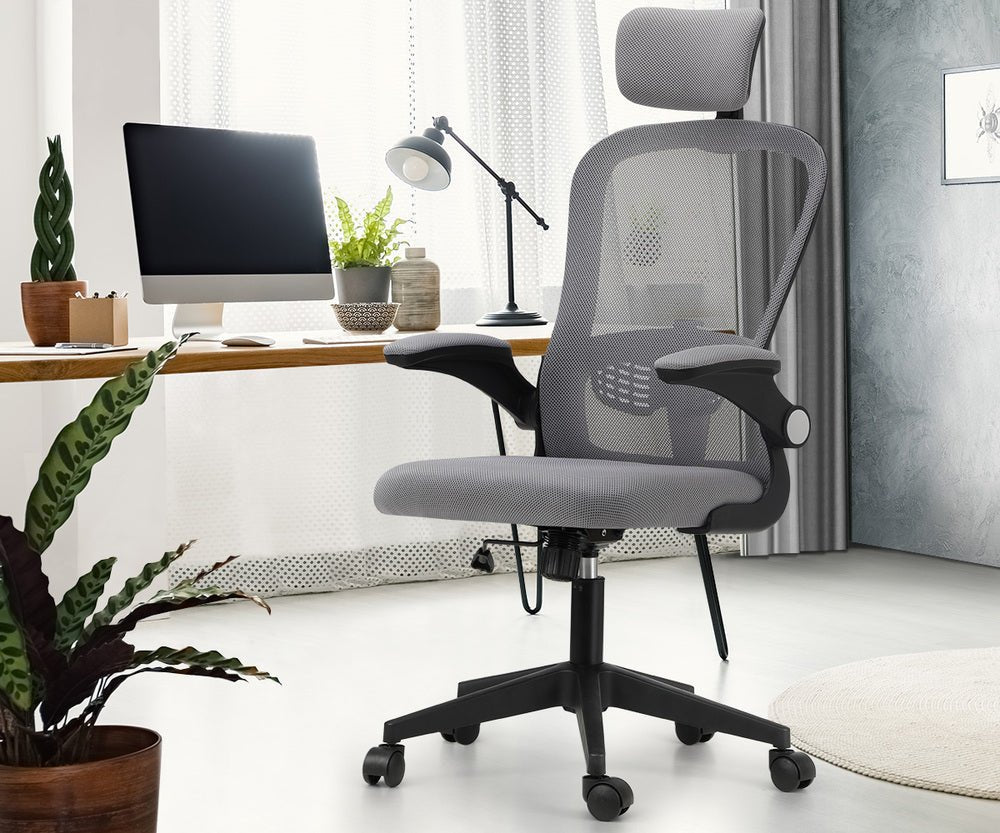Black and Grey Mesh Executive Office Chair with Racing Style and Tilt Function - Buy Online at Bargain Bay Australia