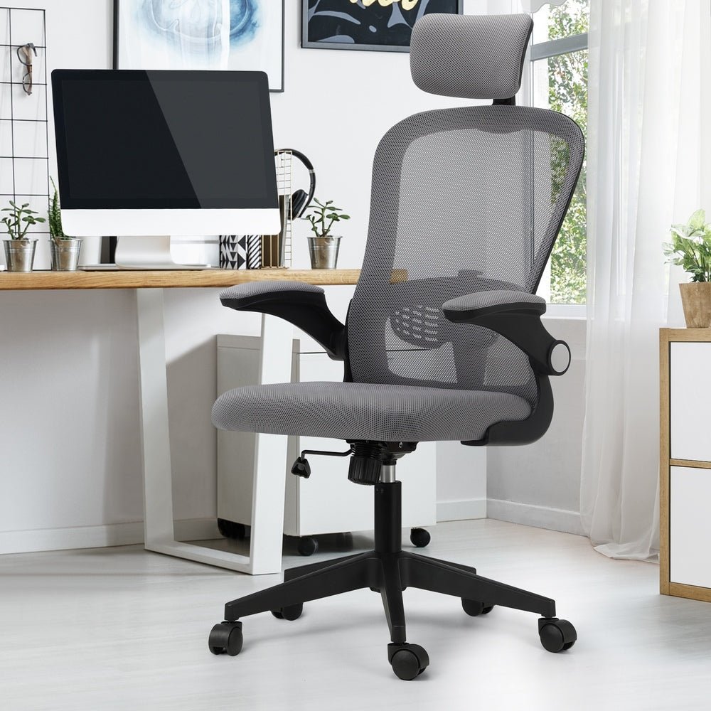Black and Grey Mesh Executive Office Chair with Racing Style and Tilt Function - Buy Online at Bargain Bay Australia