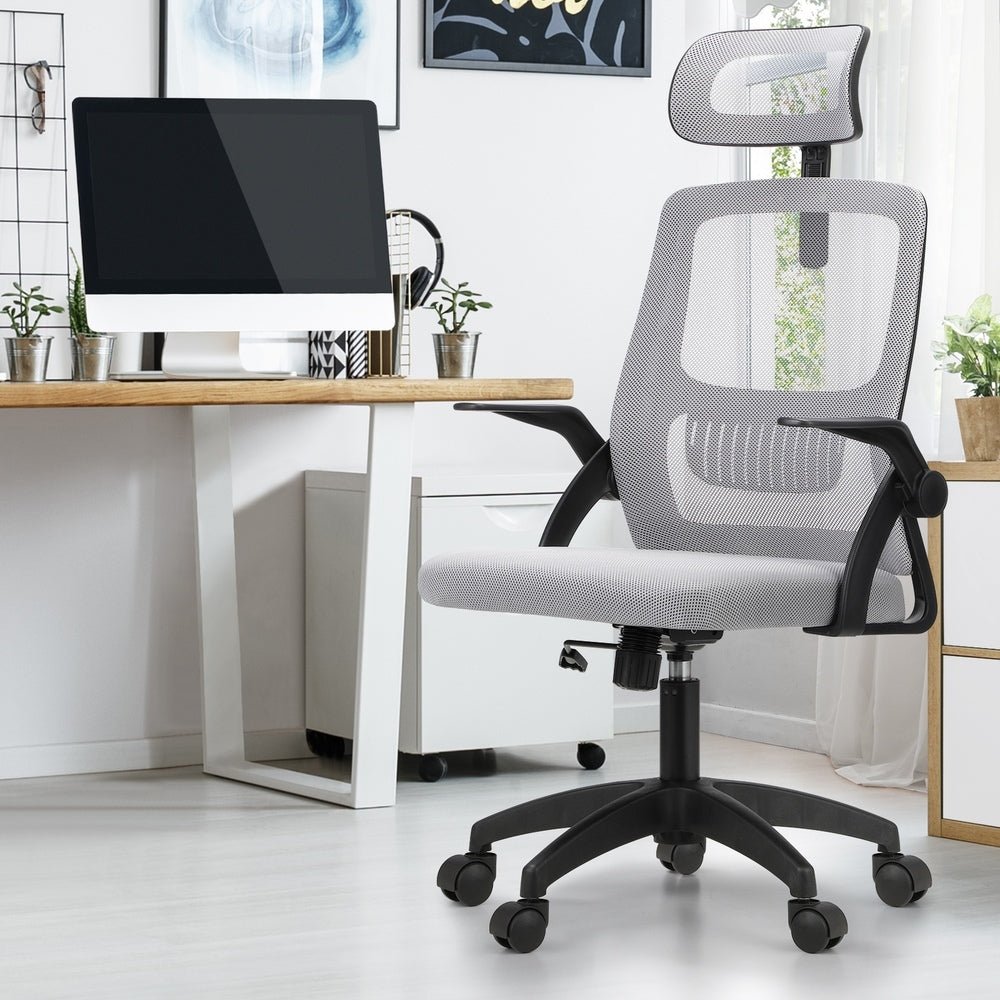 Black and Grey Mesh Office Chair with Fabric Seat - Buy Online at Bargain Bay Australia