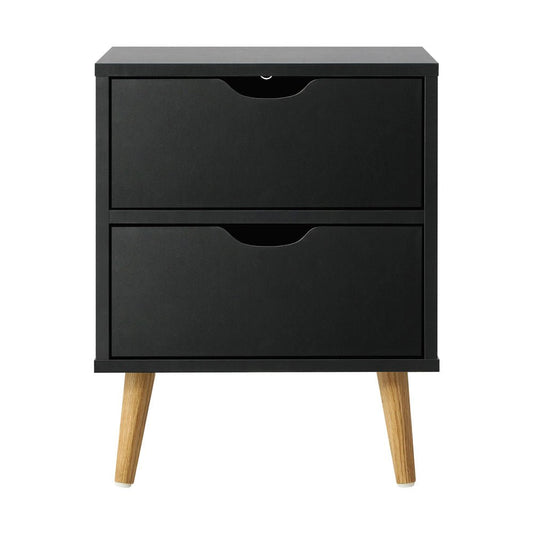 Black Bedside Tables with Air Gap Handle and 2 Drawers - Buy Online at Bargain Bay Australia