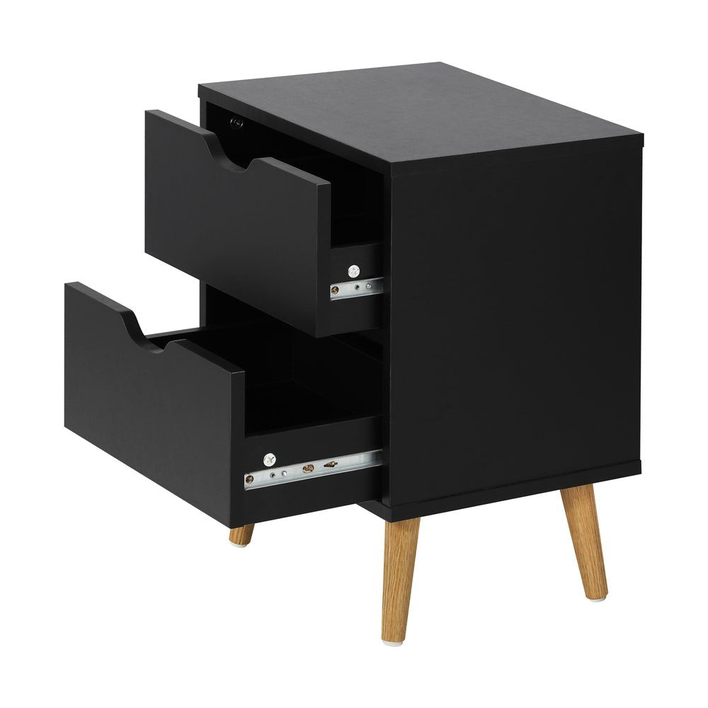 Black Bedside Tables with Air Gap Handle and 2 Drawers - Buy Online at Bargain Bay Australia