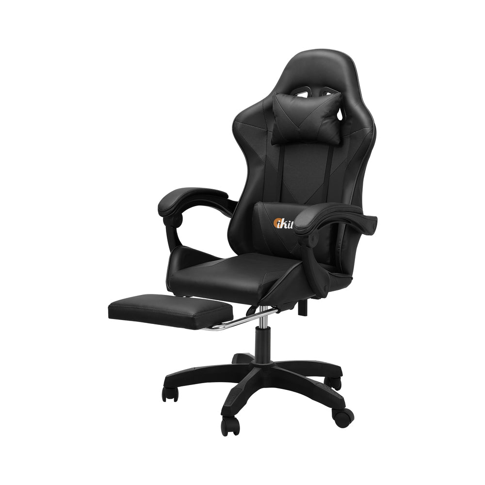 Black Gaming Chair with Footrest and Massage Pillow - Buy Online at Bargain Bay Australia