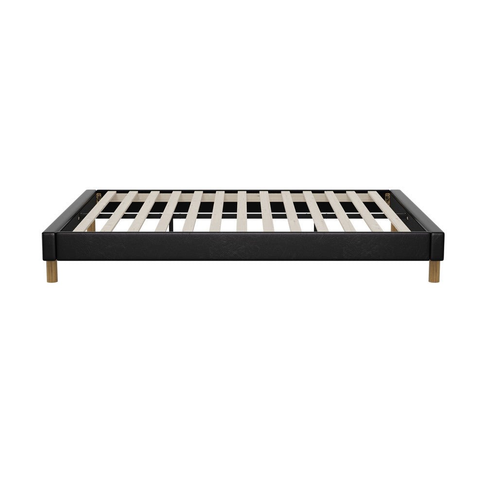 Black Leather Queen Size Bed Frame Base - Buy Online at Bargain Bay Australia