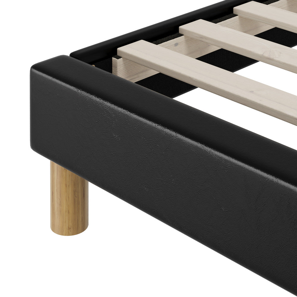 Black Leather Queen Size Bed Frame Base - Buy Online at Bargain Bay Australia