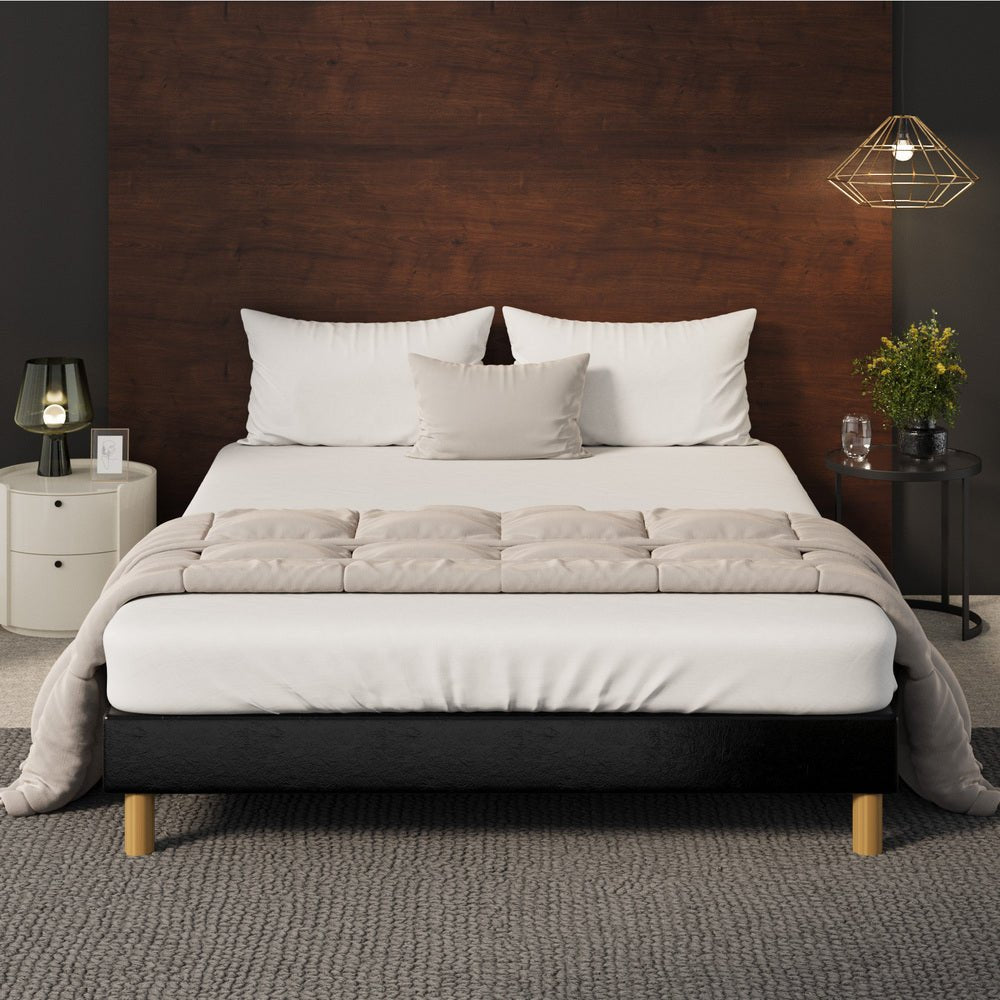 Black Leather Queen Size Bed Frame Base - Buy Online at Bargain Bay Australia