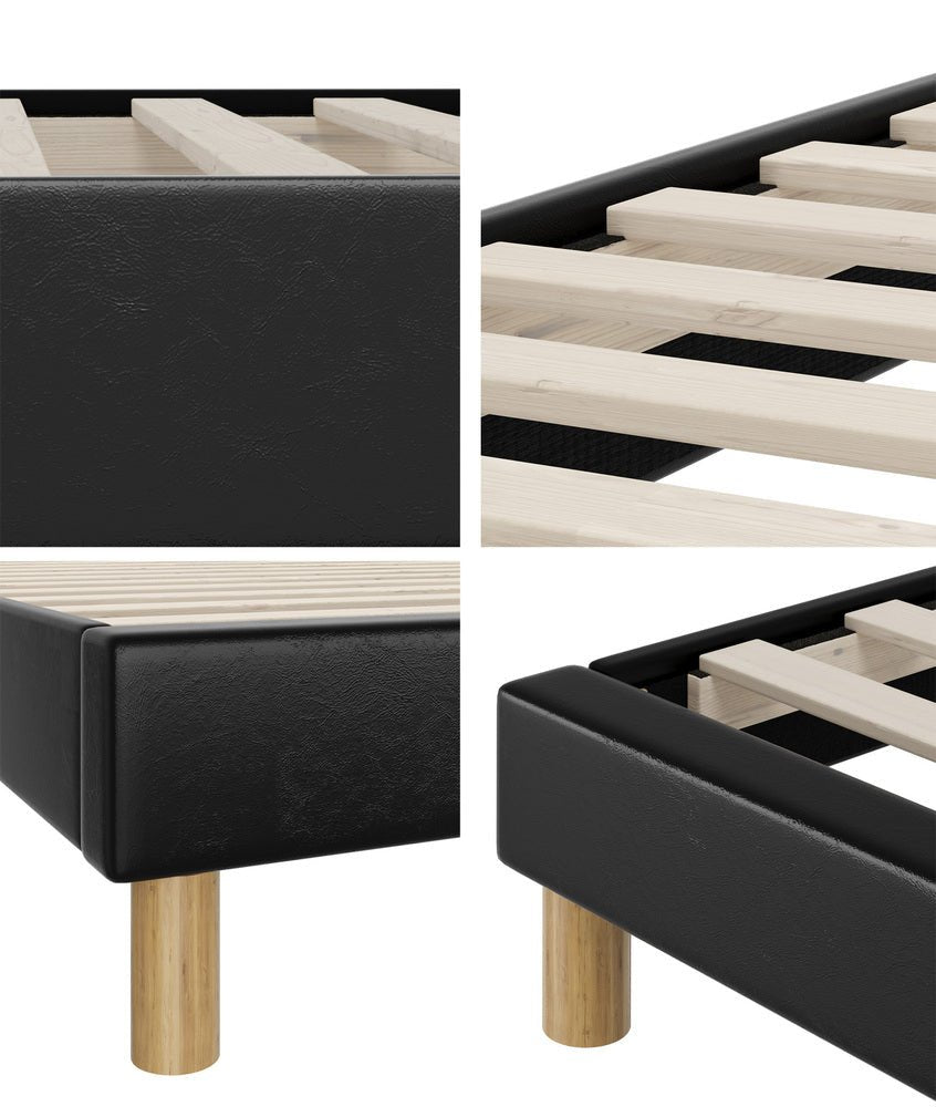 Black Leather Queen Size Bed Frame Base - Buy Online at Bargain Bay Australia