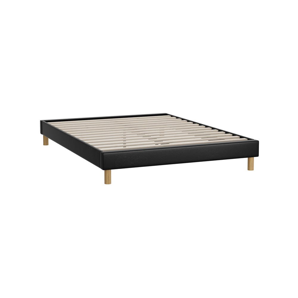 Black Leather Queen Size Bed Frame Base - Buy Online at Bargain Bay Australia