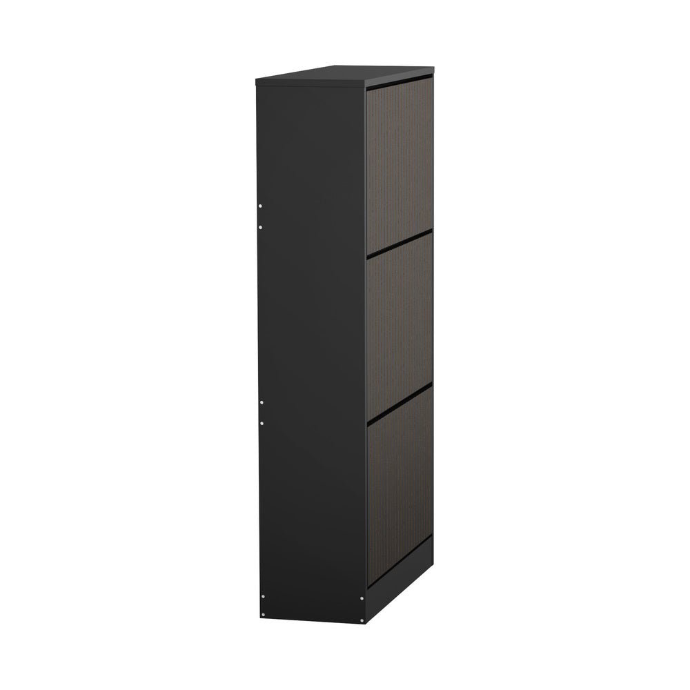 Black Shoe Rack Storage Cabinet with 3 Compartments - Buy Online at Bargain Bay Australia