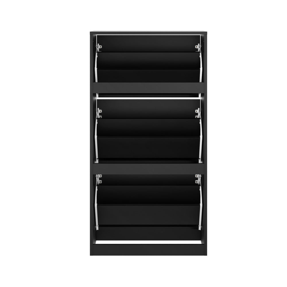 Black Shoe Rack Storage Cabinet with 3 Compartments - Buy Online at Bargain Bay Australia