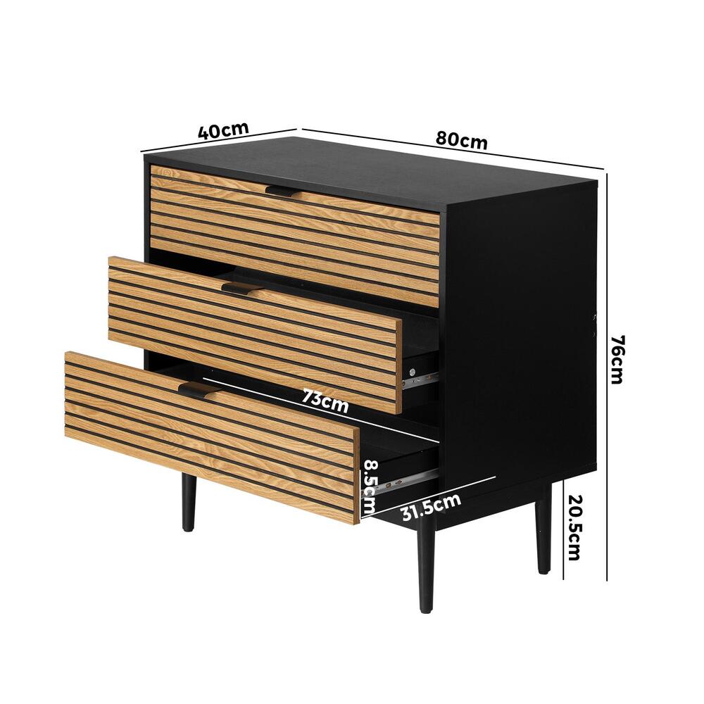 Chest of Drawers 3 - Drawer Dresser Table Lowboy - Buy Online at Bargain Bay Australia
