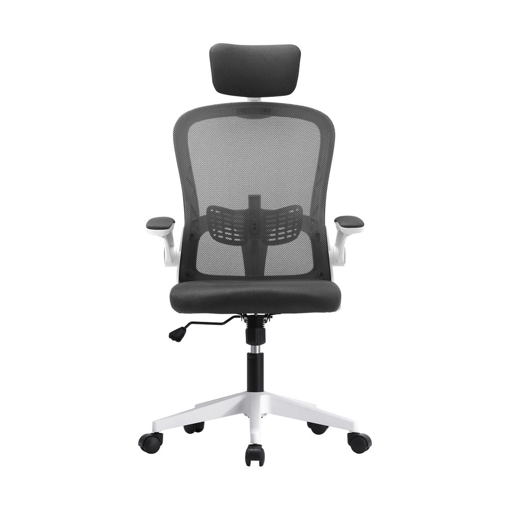Dark Grey and White Mesh Executive Office Chair with Racing Style and Tilt Function - Buy Online at Bargain Bay Australia