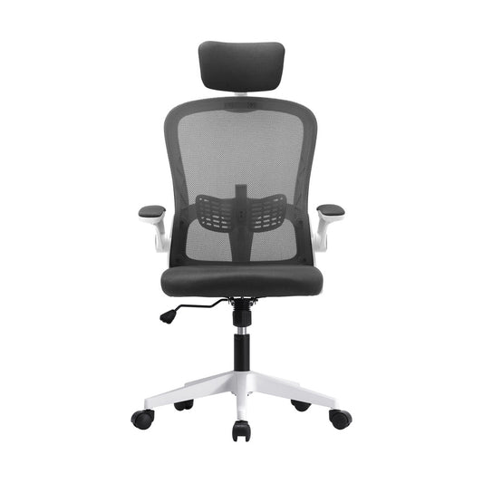 Dark Grey and White Mesh Executive Office Chair with Racing Style and Tilt Function - Buy Online at Bargain Bay Australia
