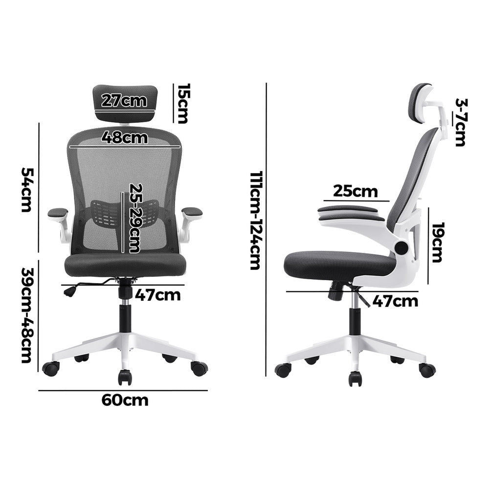 Dark Grey and White Mesh Executive Office Chair with Racing Style and Tilt Function - Buy Online at Bargain Bay Australia