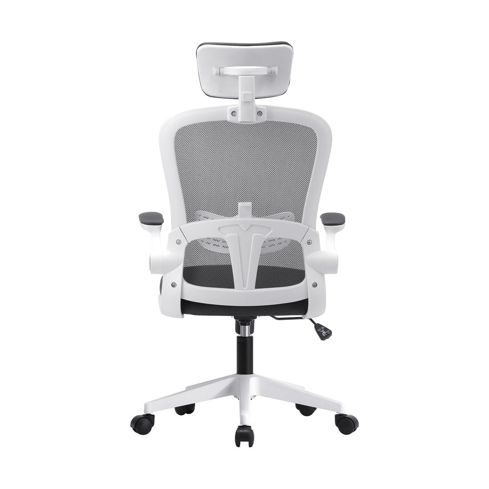 Dark Grey and White Mesh Executive Office Chair with Racing Style and Tilt Function - Buy Online at Bargain Bay Australia