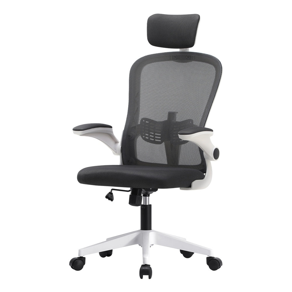 Dark Grey and White Mesh Executive Office Chair with Racing Style and Tilt Function - Buy Online at Bargain Bay Australia