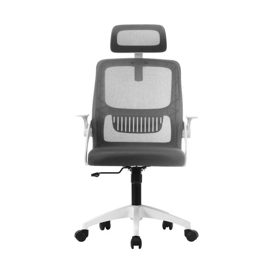 Dark Grey and White Mesh Office Chair with Fabric Seat - Buy Online at Bargain Bay Australia