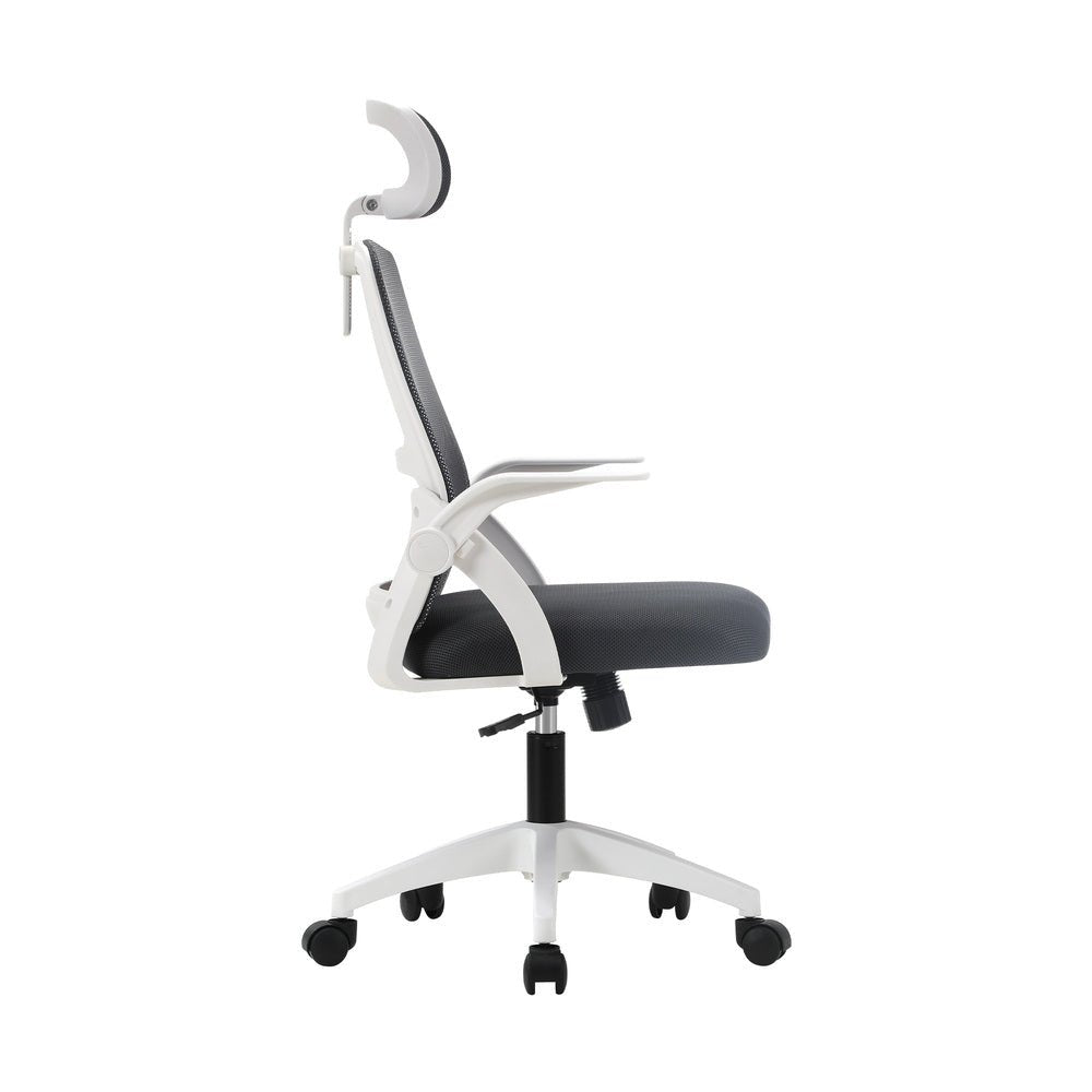 Dark Grey and White Mesh Office Chair with Fabric Seat - Buy Online at Bargain Bay Australia