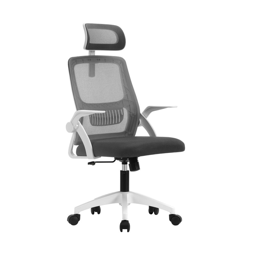 Dark Grey and White Mesh Office Chair with Fabric Seat - Buy Online at Bargain Bay Australia