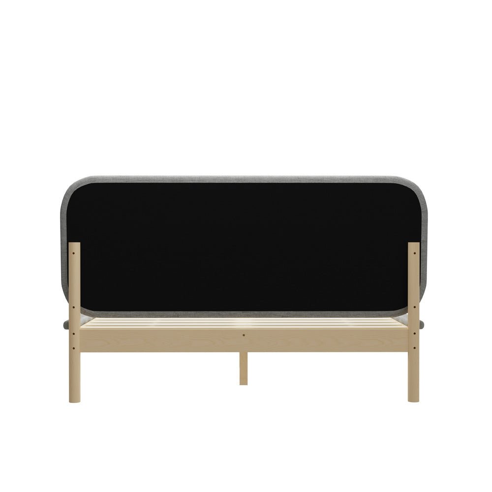 Double Size Wooden Bed Frame with Padded Fabric Edges and Headboard - Buy Online at Bargain Bay Australia