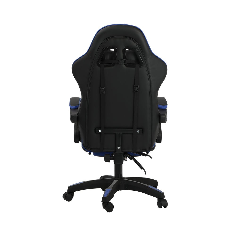 Gaming Chair with Footrest and Massage Pillow Black and Blue - Buy Online at Bargain Bay Australia