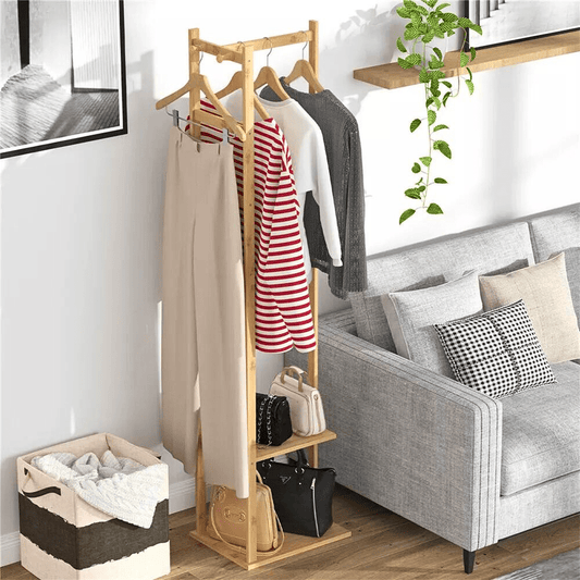 Garment Coat Clothes Stand Rack Hat Shoe Wooden Hanger Holder Shelf Organizer - Buy Online at Bargain Bay Australia