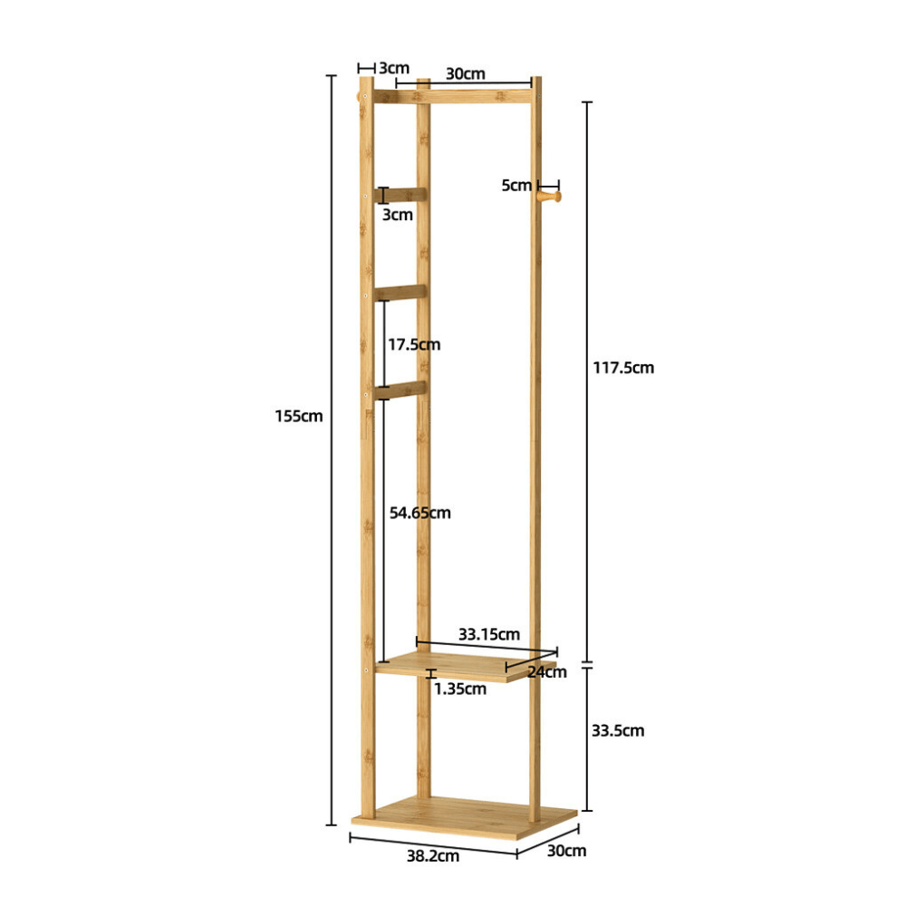 Garment Coat Clothes Stand Rack Hat Shoe Wooden Hanger Holder Shelf Organizer - Buy Online at Bargain Bay Australia