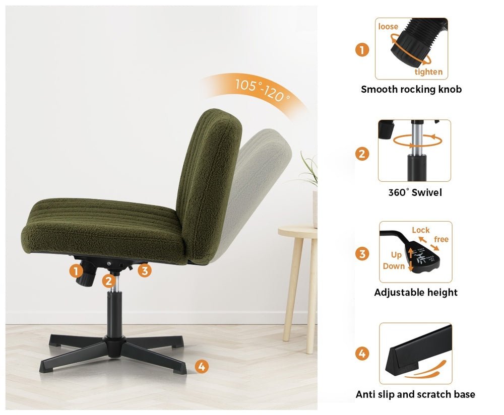 Green Sherpa Mid Back Armless Office Chair with Wide Seat - Buy Online at Bargain Bay Australia