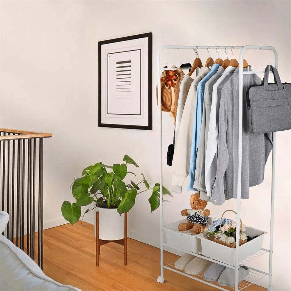 Heavy Duty Industrial Pipe Clothes Rack with Wheels - Buy Online at Bargain Bay Australia