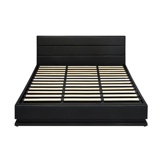 King Bed Frame with Gas Lift RGB Storage Space Black - Buy Online at Bargain Bay Australia