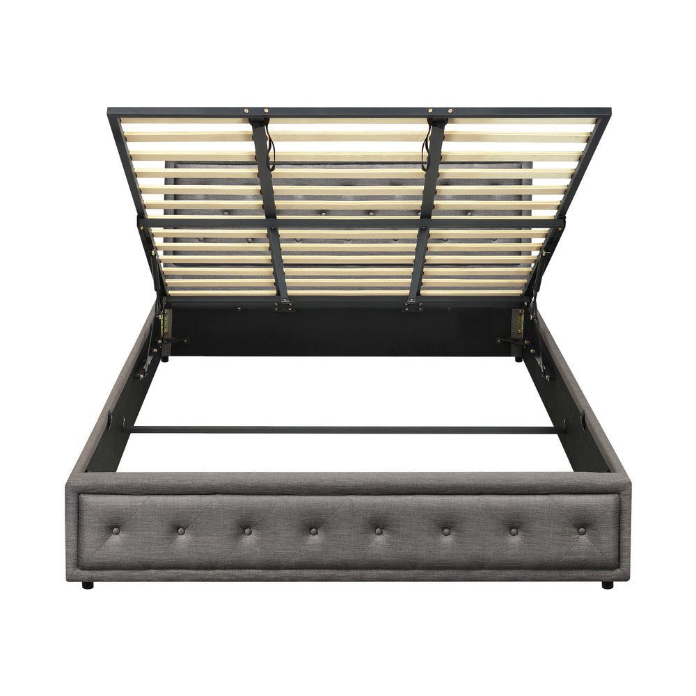 King Bed Frame with Gas Lift Storage Base Grey - Buy Online at Bargain Bay Australia