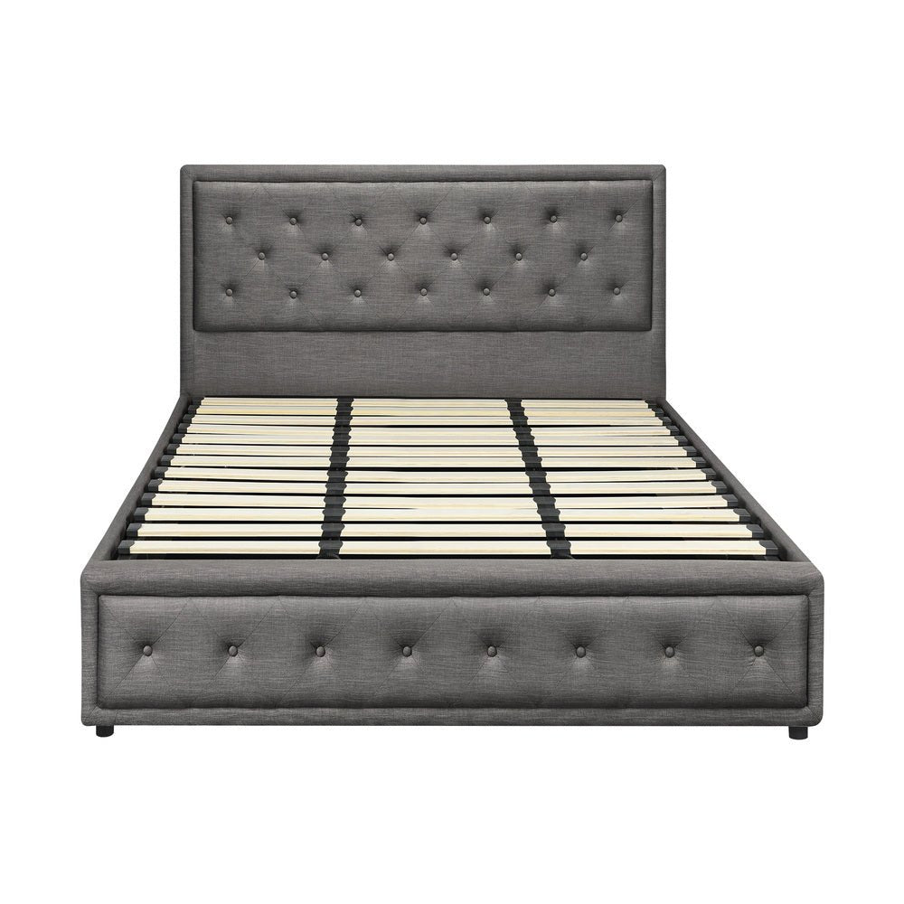 King Bed Frame with Gas Lift Storage Base Grey - Buy Online at Bargain Bay Australia