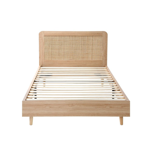 King Single Wooden Bed Frame with Rattan Headboard - Buy Online at Bargain Bay Australia